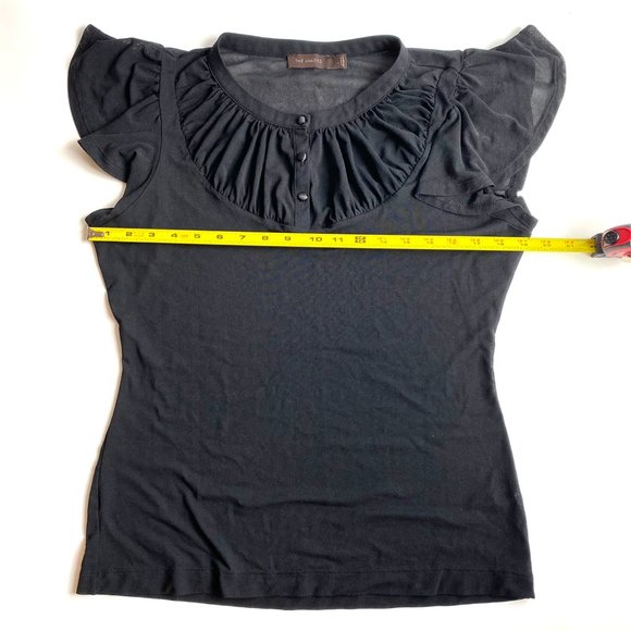 The Limited Black Sheer Short Ruffled Sleeve Blouse Shirt Top - Picture 4 of 9